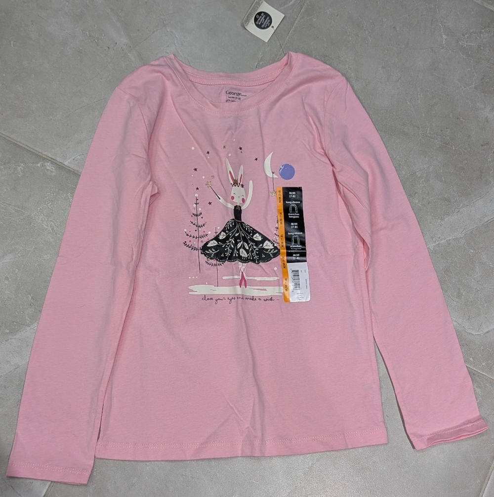 5/$35 NWT George Bunny Ballerina Long Sleeve Shirt • Girls Size 7–8 • Cotton